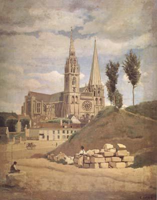 Jean Baptiste Camille  Corot La cathedrale de Chartres (mk11) Germany oil painting art